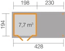 Vorschaubild Weka Gartenhaus 321 B mit 230 cm Anbau - 19 mm