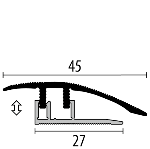 Parkettfreund Premium-Laminat-Anpassungsprofil PF 586L F9 sand 1000x45 mm - 6 - 10 mm Aluminium eloxiert gerillt