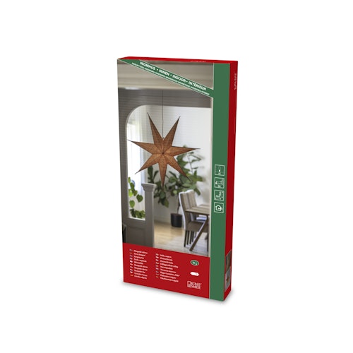 Konstsmide Weihnachtsbeleuchtung Weihnachtsstern Leinenoptik in hanffarben 78 cm