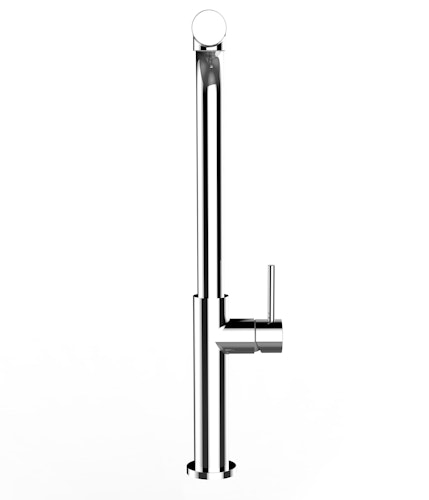 Minimalistischer Wasserhahn Küchenarmatur, TECNO, mit 360° schwenkbarem L-Auslauf, Verchromt