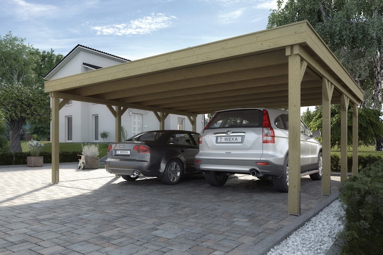 Weka Doppelcarport 609 mit Stahlblech-Trapezdachplatten
