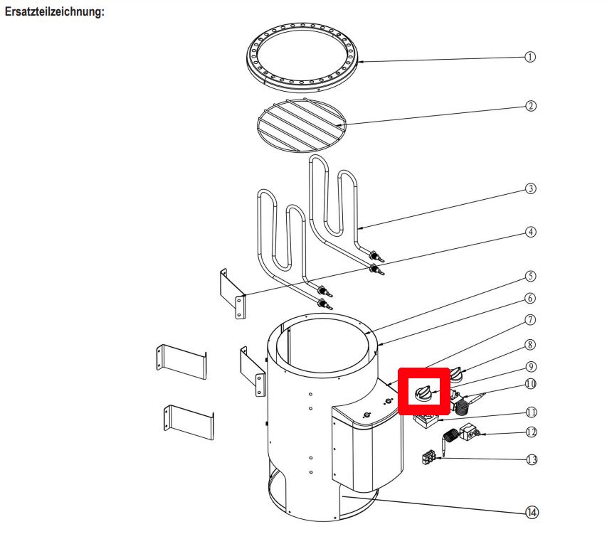Karibu Ersatz Drehschalter Temperaturvorwahl für 3,6 kW Plug & Play finnisch mit integrierter Steuerung 0865001009/32974 