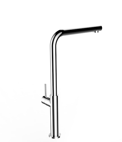 Minimalistischer Wasserhahn Küchenarmatur, TECNO, mit 360° schwenkbarem L-Auslauf, Verchromt