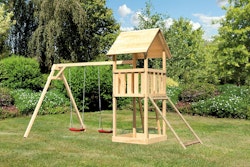 Akubi Kinderspielturm Lotti inkl. Doppelschaukel und Netzrampe