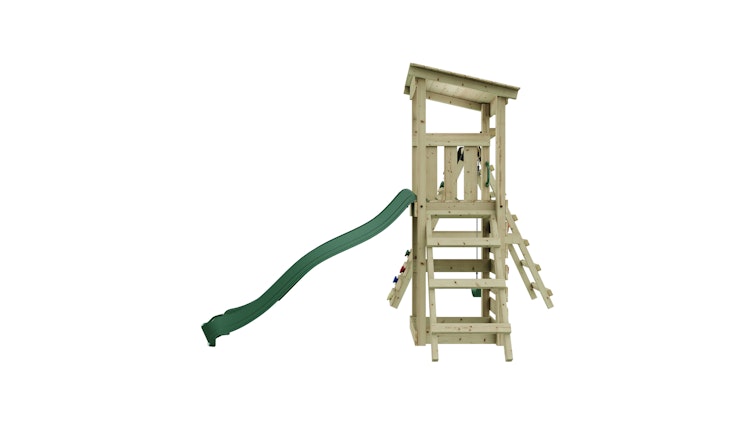 Rebo Spielturm Sevilla inkl. Einzelschaukel, Rutsche und Klettergerüst/Kletterwand - by Weka