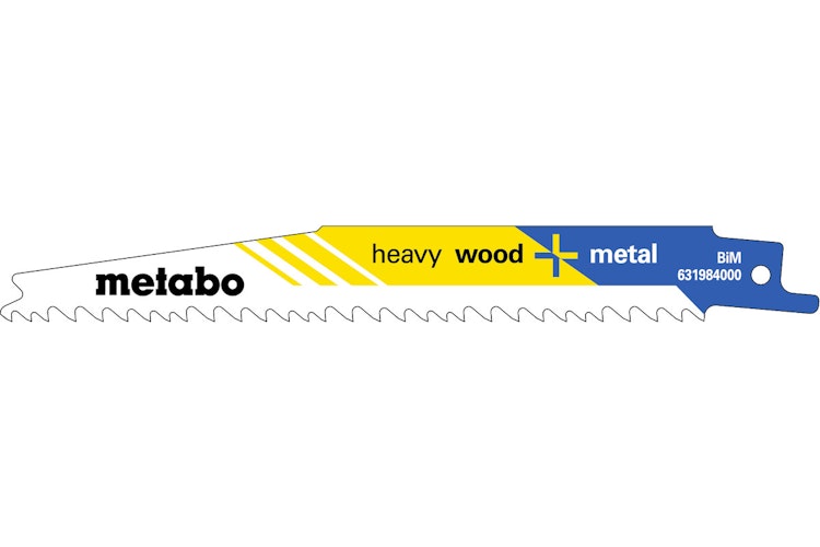 Metabo 5 Säbelsägeblätter "heavy wood + metal" 150 x 1,25 mmBiM3,2 mm/ 5,1 TPI