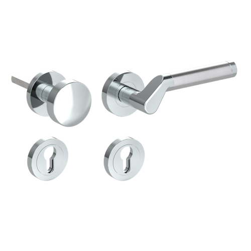 Griffwerk CORINNA Schraubtechnik GK4 -Chrom/Edelstahl Rosettengarnitur -Schraubt. -Knopf R21 -WR -TS 40-45mm