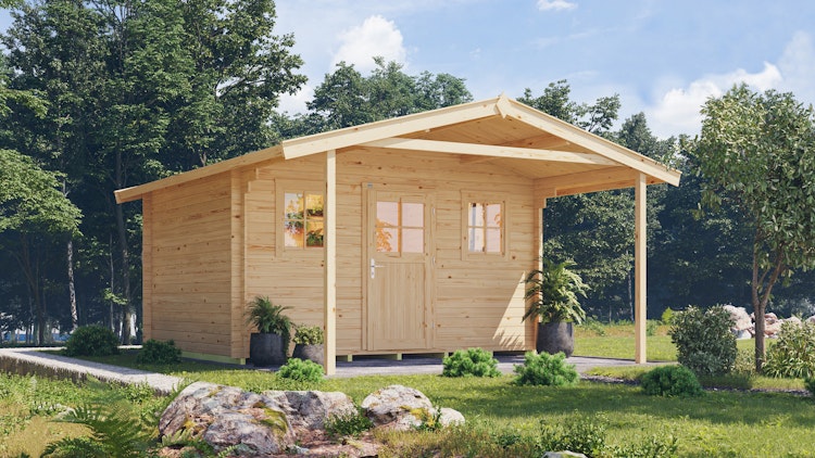 Weka 28 mm Gartenhaus 110 A mit Vordach (200 cm)