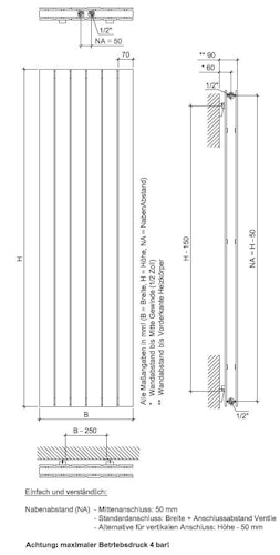 Ximax Raumheizkörper P1 Duplex anthrazit - mit Mittenanschluss