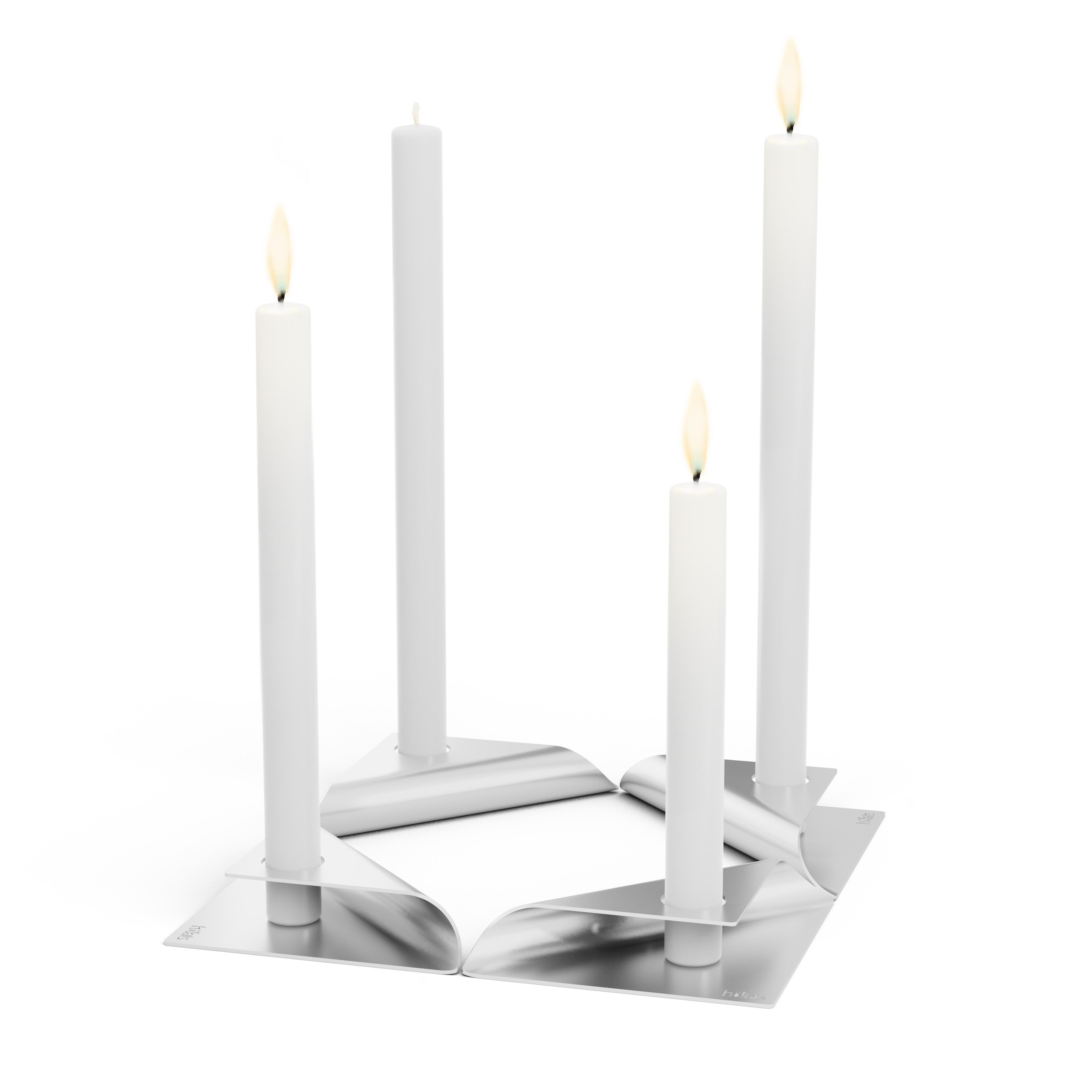 höfats Kerzenhalter-Set SQUARE CANDLE silber 4 Stück
