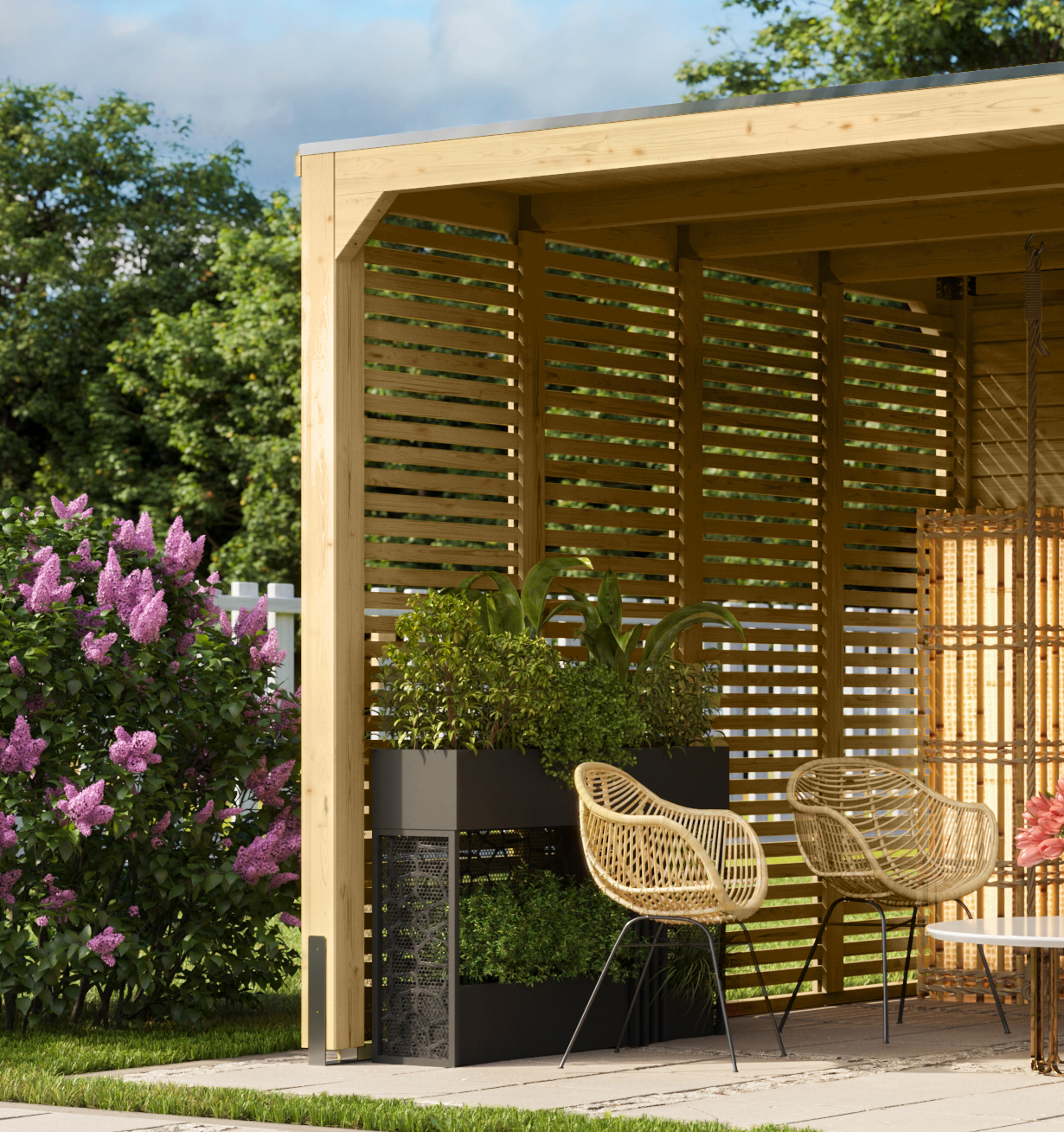 Karibu Lamellenwand für Pavillon Cubus