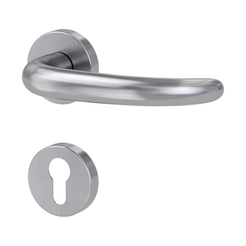 Griffwerk ULMER GRIFF Klipptechnik | DESIGN MANUFAKTUR FS Edelstahl matt  Rosettengarnitur -Klippt. -PZ Stift 9mm -TS 38-50mm