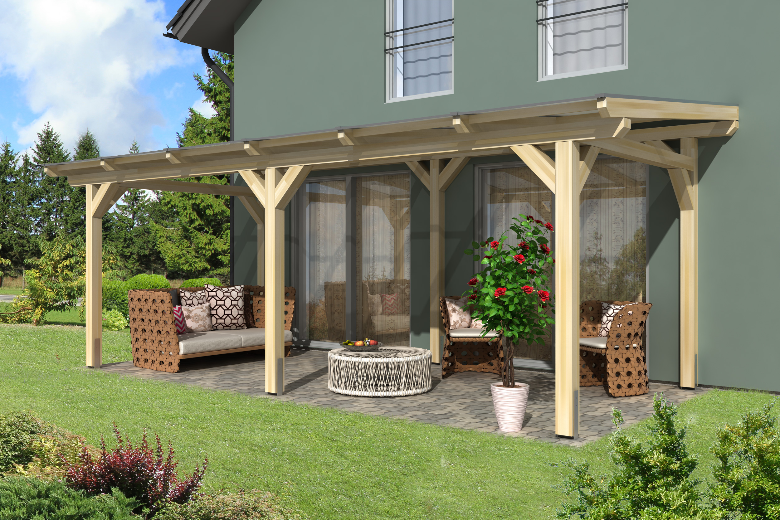 Skan Holz freistehende Terrassenüberdachung Siena 648x300cm