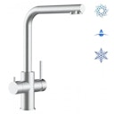 Vorschaubild 5 Wege Wasserhahn Küchenarmatur, Edelstahl Massiv mit 360° schwenkbarem L-Auslauf, Gebürstet