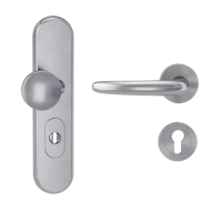 Griffwerk TITANO Kombi SB_882 ES1 (S2) -Edelstahl matt Kombi-Schutzbeschlag -Knopf/Drücker -mit Griff DESM ULMER GRIFF PROF-EM-rund -L-ZA,72mm -TS 38-50