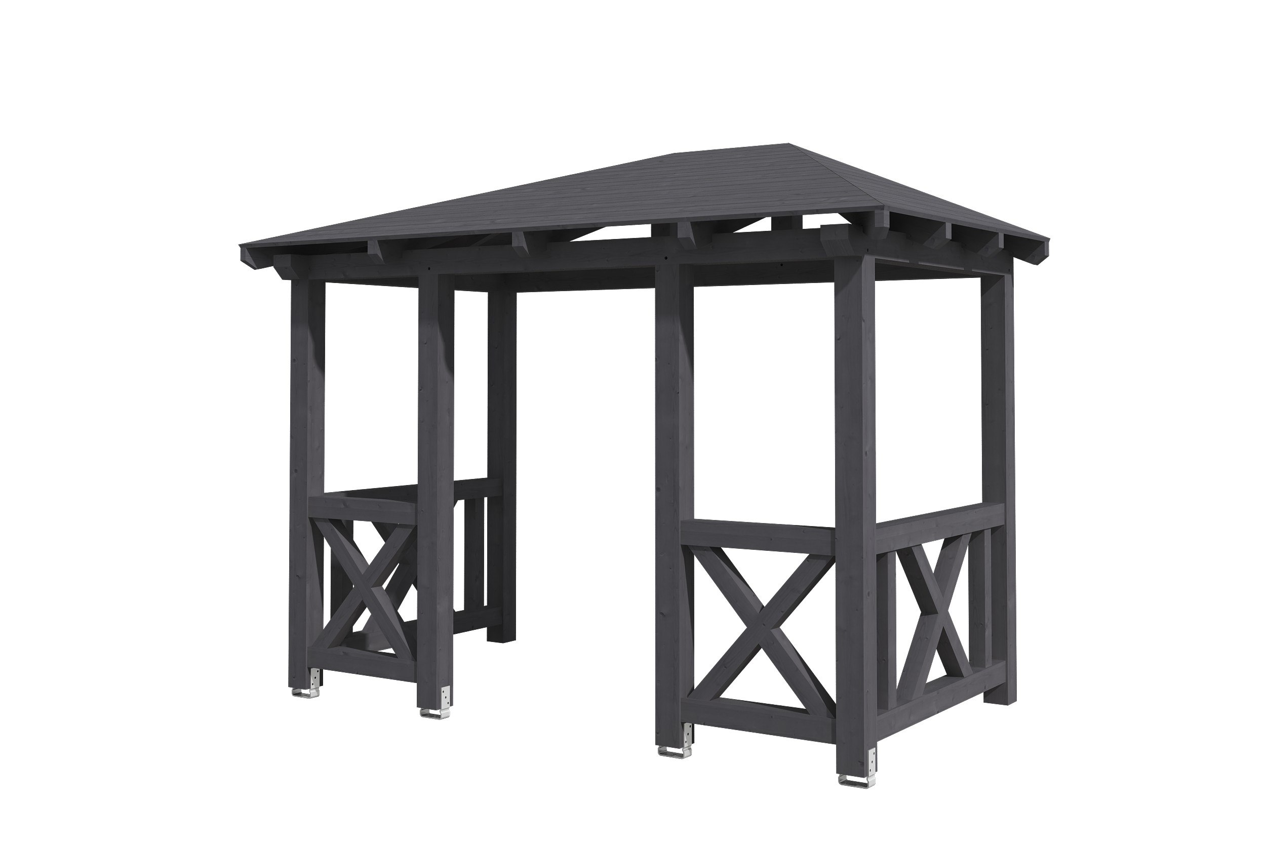 Skan Holz Walmdach Vordach Doppeltür Wismargrau Typ 7