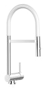 Vorschaubild Wasserhahn Vorfenster Küchenarmatur, Umklappbar 6 CM, mit 360° schwenkbarem Auslauf, abnehmbare 2 strahl Handbrause, Verchromt / Weiß