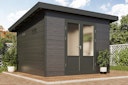 Vorschaubild Wolff Finnhaus WPC Gartenhaus Style D / Terra 3030 Anthrazit/Hellgrau - 28 mm 