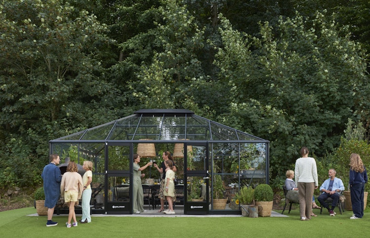 Juliana Gewächshaus Grand Oase anthrazit - 3 mm Sicherheitsglas - 25,6 m²