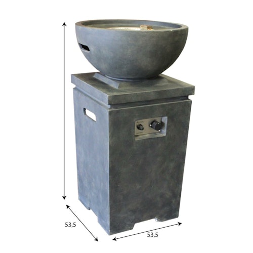 Gardenforma Gas Feuerstelle Kupe, Beton-Optik dunkelgrau, aus Faserbeton