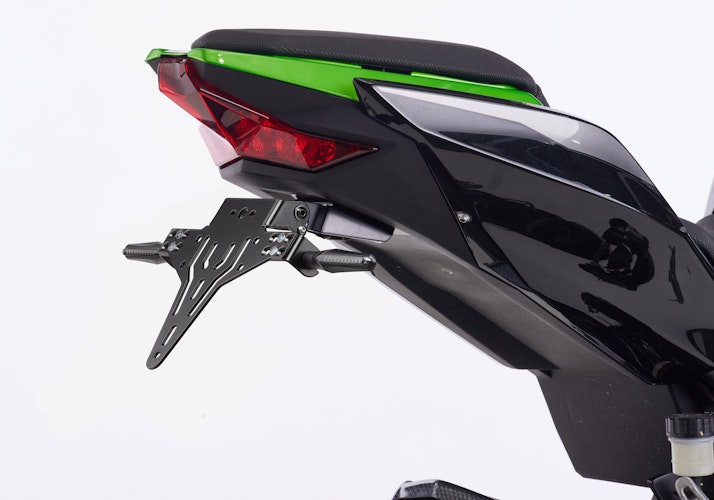 PROTECH V-SHAPE Kennzeichenhalter Alu & Stahl Schwarz für KAWASAKI ZX-10R, ZX-10R SE, ZX-10RR