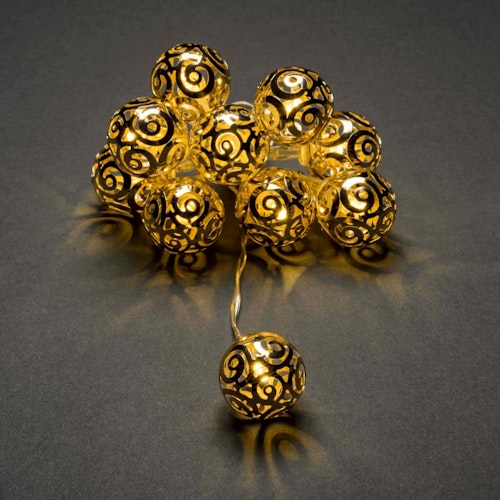 Konstsmide Weihnachtsbeleuchtung  LED Dekolichterkette messingfarben Metallbälle