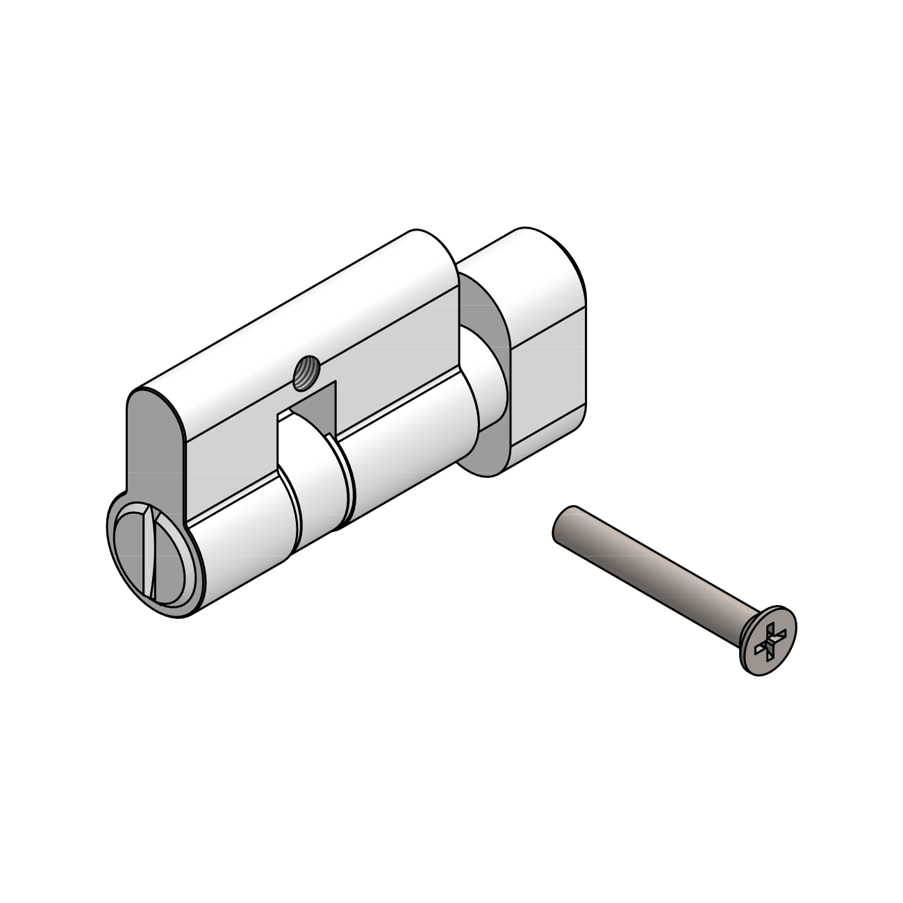 Griffwerk WC-Knaufzylinder -Alu EV1 PZ, f. Schlossgegenseite EN-Norm -für Glasschlösser 21|26mm