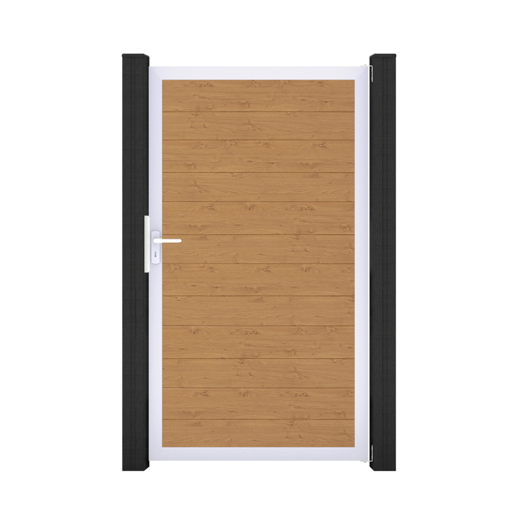 GroJa BasicLine PVC Stecksystem schmal Universal Einzeltor mit Alurahmen asteiche_natur