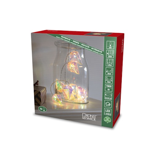 Konstsmide Weihnachtsbeleuchtung Dekolichterkette Diamanten 10 warmweiße LEDs in Kristalloptik, batteriebetrieben