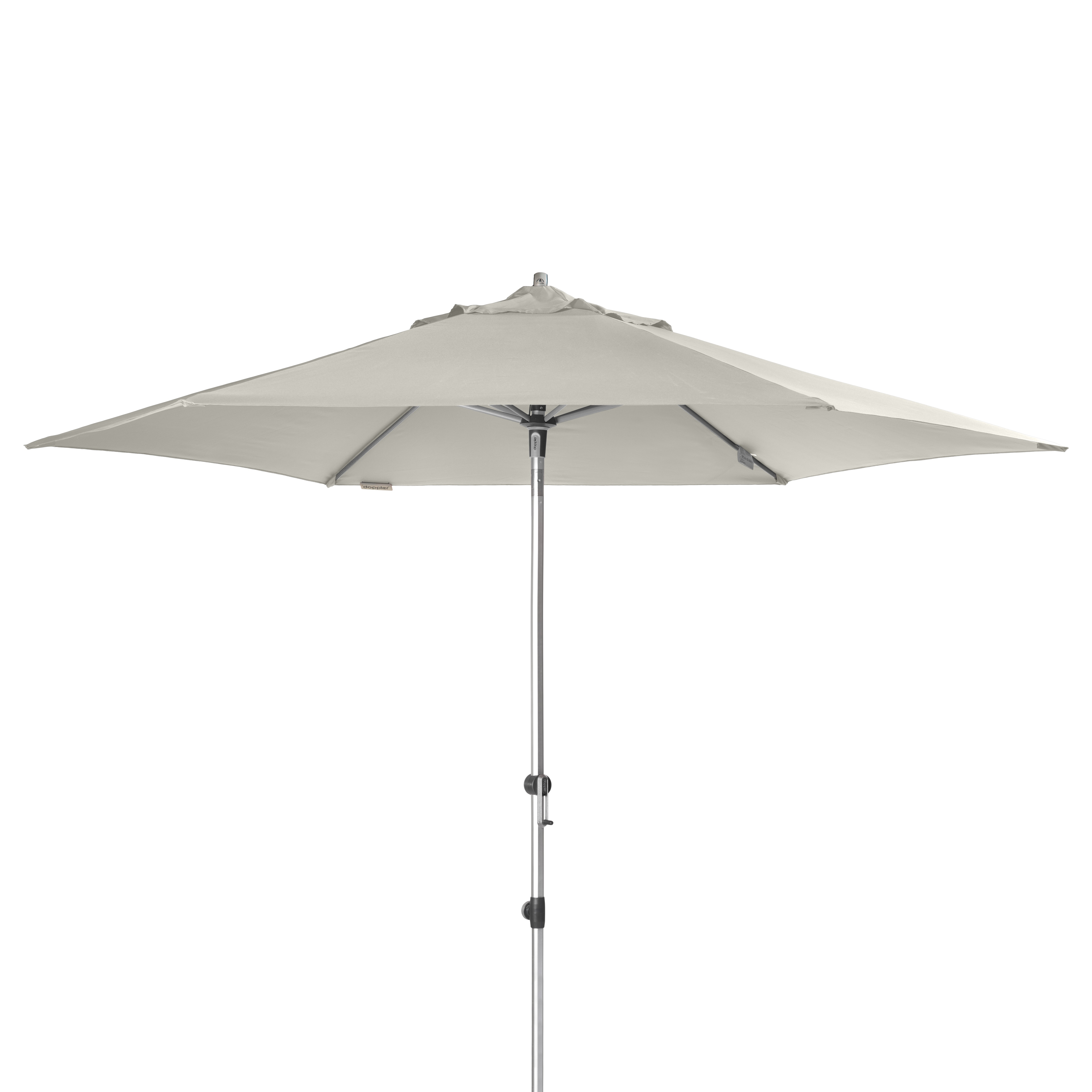 doppler Mittelmastschirm EXPERT 320 Auto-Tilt, Aluminium Silber / 100 % Polyester 180 g/m² Hellgrau