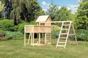 Vorschaubild Akubi Stelzenhaus Frieda mit Doppelschaukelanbau, Klettergerüst, Anbauplattform und Kletterwand