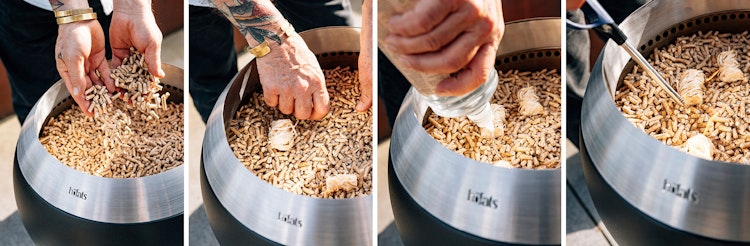 höfats MOON 45 All Black Plancha-Grillset mit niedrigem Fuß