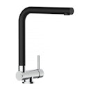 Vorschaubild Wasserhahn Vorfenster Küchenarmatur, Umklappbar 4,5 CM, mit 360° schwenkbarem L-Auslauf, Verchromt / Schwarz Granit
