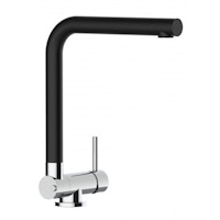 Wasserhahn Vorfenster Küchenarmatur, Umklappbar 4,5 CM, mit 360° schwenkbarem L-Auslauf, Verchromt / Schwarz Granit