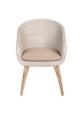 Vorschaubild Garden Pleasure Gartenmöbel Set FREMONT / ARVADA, Tisch Ø 110 + 4 Sessel, Akazie / Polyrattan Pfeffergrau / Kissen 100 % Polyester Taupe