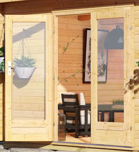 Karibu Saunahaus Mainburg 4 mit Vorraum - 38 mm inkl. gratis Sauna-Zubehörset im Wert von 234,94 €