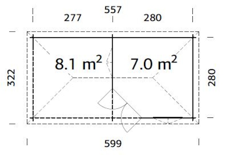 Palmako Pavillon Melanie 7+8,1 m² - 28 mm