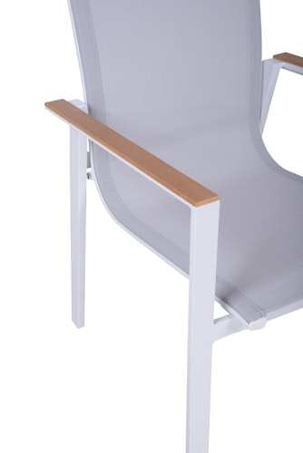 Garden Pleasure Stapelstuhl VENICE 2er Set, Aluminium Weiß / Kunststoffgewebe Hellgrau