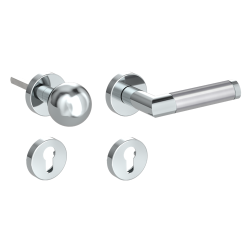 Griffwerk CHRISTINA Klipptechnik -Edelstahl poliert/matt Rosettengarnitur -Klippt. -Knopf R4 -WR -TS 40-45mm