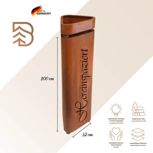 Badeko Metallsäule Bregenz in Edelrostoptik - inkl. Pflanzschale „Hereinspaziert“