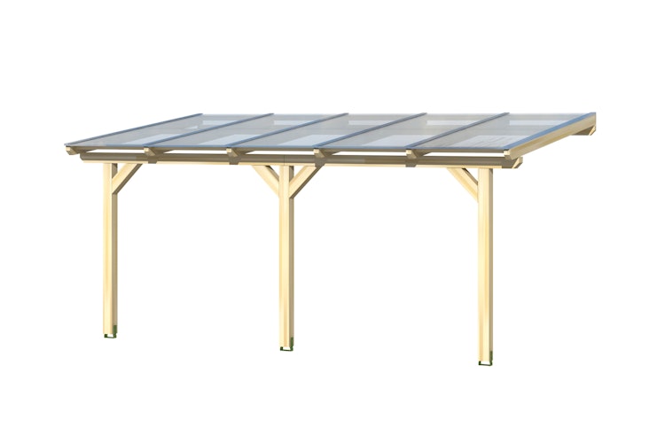 Skan Holz Terrassenüberdachung Bormio - Leimholz Aktionsangebot mit Dachplatten in bronze