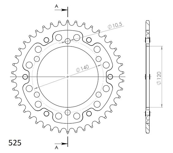 Supersprox Stealth-Kettenrad 525 42Z (Gold)