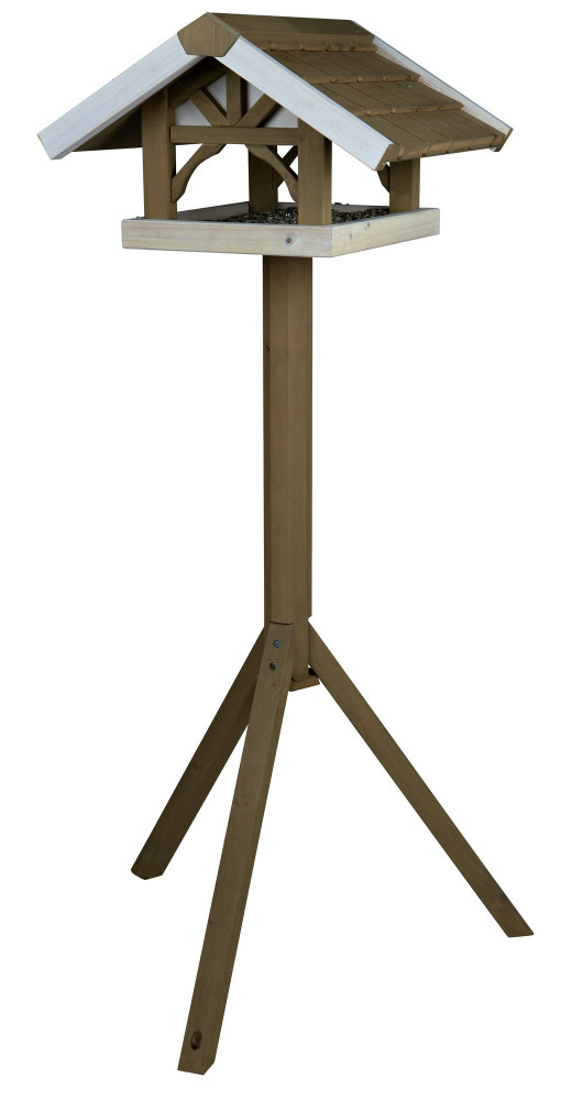 TRIXIE Natura Vogel-Futterhaus mit Ständer grau/weiß 45x28x44cm/1,25 m