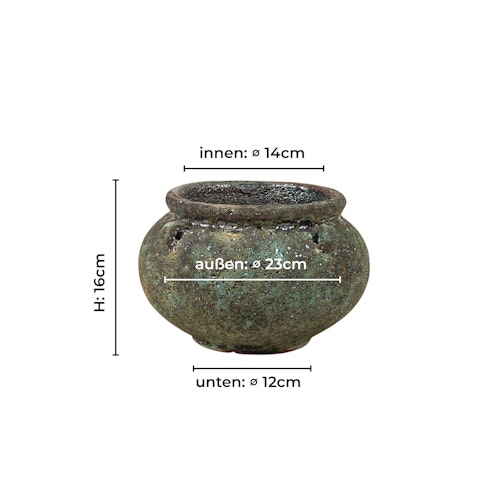 Vosteen Design Blumentopf / Pflanzgefäß Terrakotta grün ø 23 cm x H 16 cm