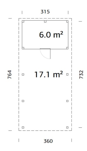 Palmako Carport Karl 23,1 m² mit Geräteraum