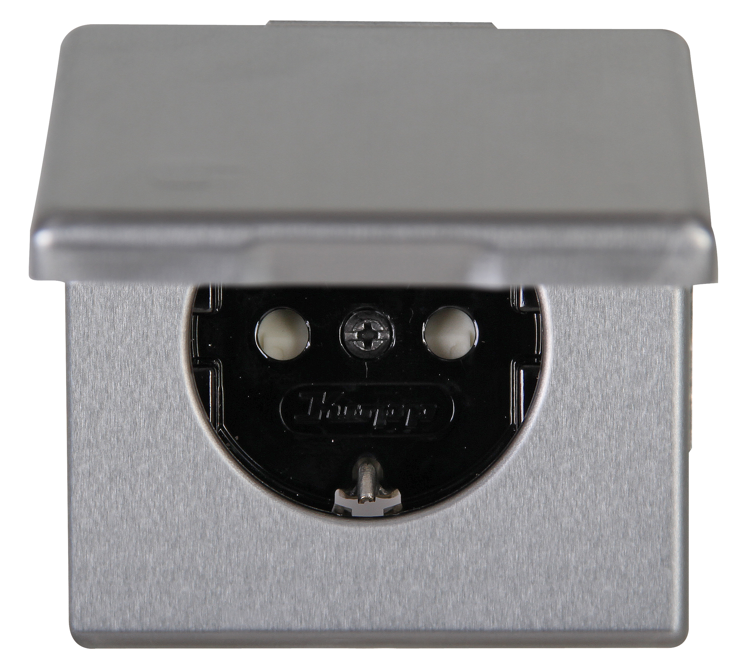 Kopp Schutzkontakt - Steckdose mit Deckel, VISION edelstahl