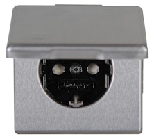 Kopp Schutzkontakt - Steckdose mit Deckel, VISION edelstahl