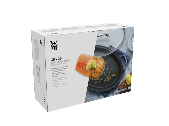 WMF Gourmet-/Fischpfanne mit Glasdeckel, oval, 38 x 26 cm