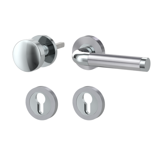 Griffwerk SIMONA Schraubtechnik GK4 -Chrom/Edelstahl Rosettengarnitur -Schraubt. -Knopf R21 -WR -TS 40-45mm