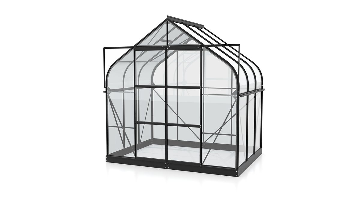 Vitavia Gewächshaus Dione/Diana 5000 inkl. 1 Dachfenster und Stahlfundamentrahmen- 5,0 m² 3 mm Einscheibensicherheitsglas schwarz